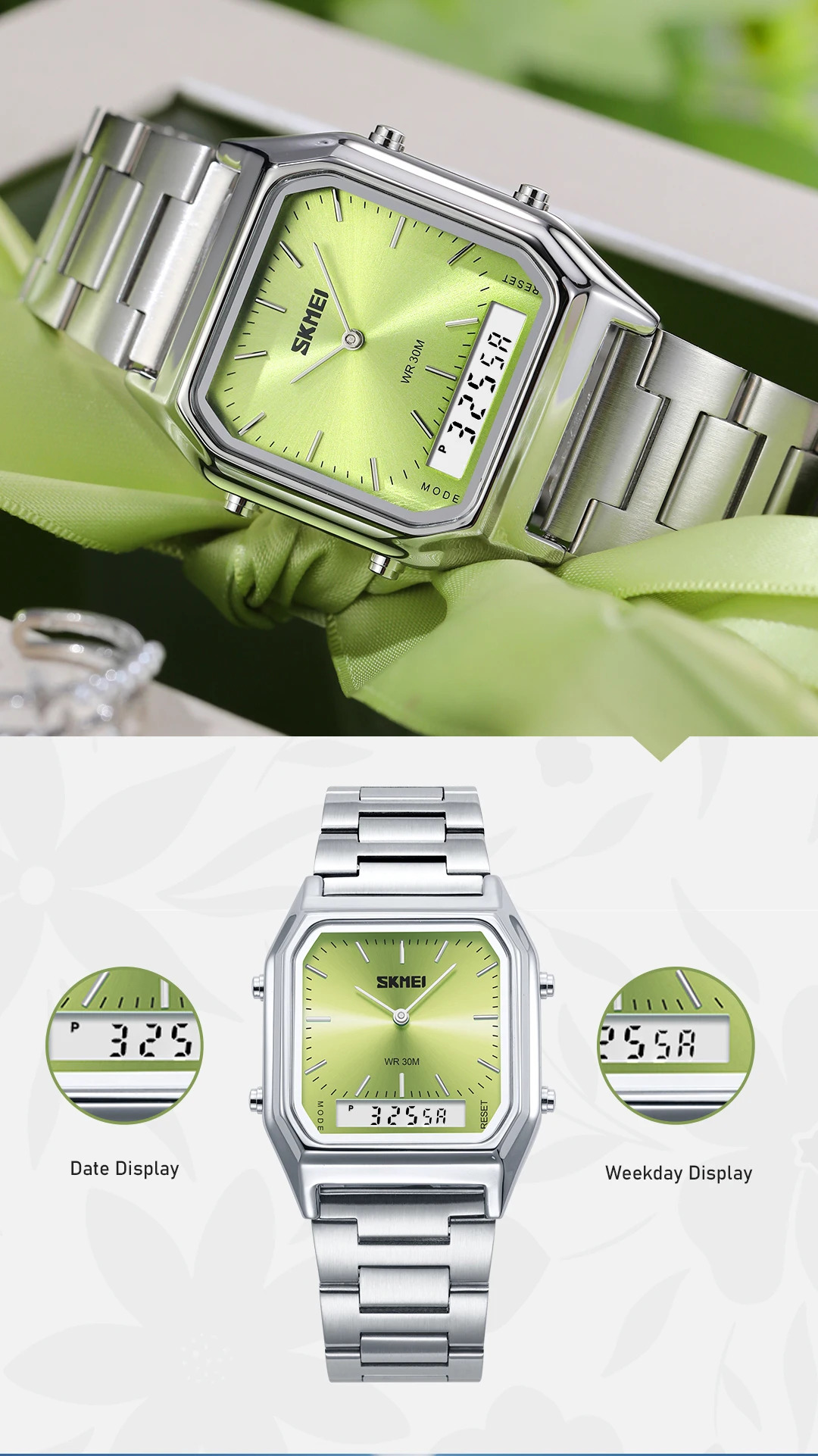 SKMEI Luminous Dual Display Digital Electronics Watch Fashion Quartz Watches For Men Women Student 3Time Waterproof Wristwatches