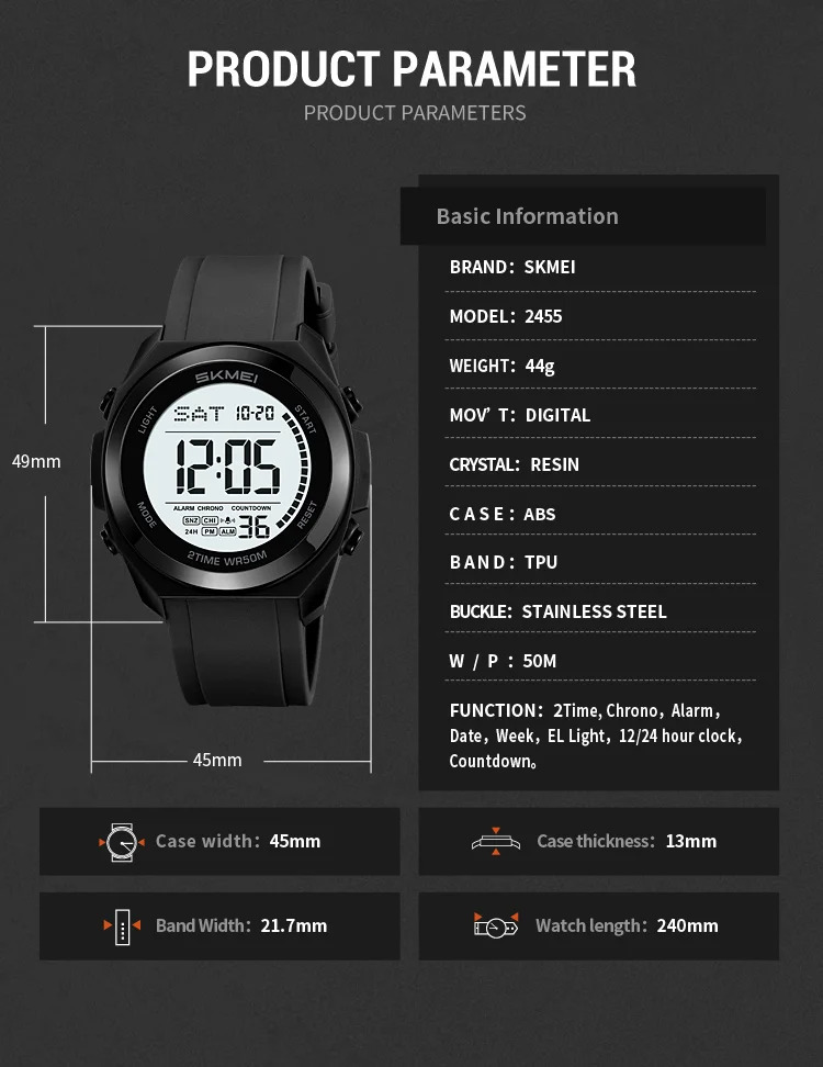 SKMEI Simple Waterproof Electronics Watches Sports Digital Wristwatch For Men Women Students Chrono Military Watch Reloj Hombre