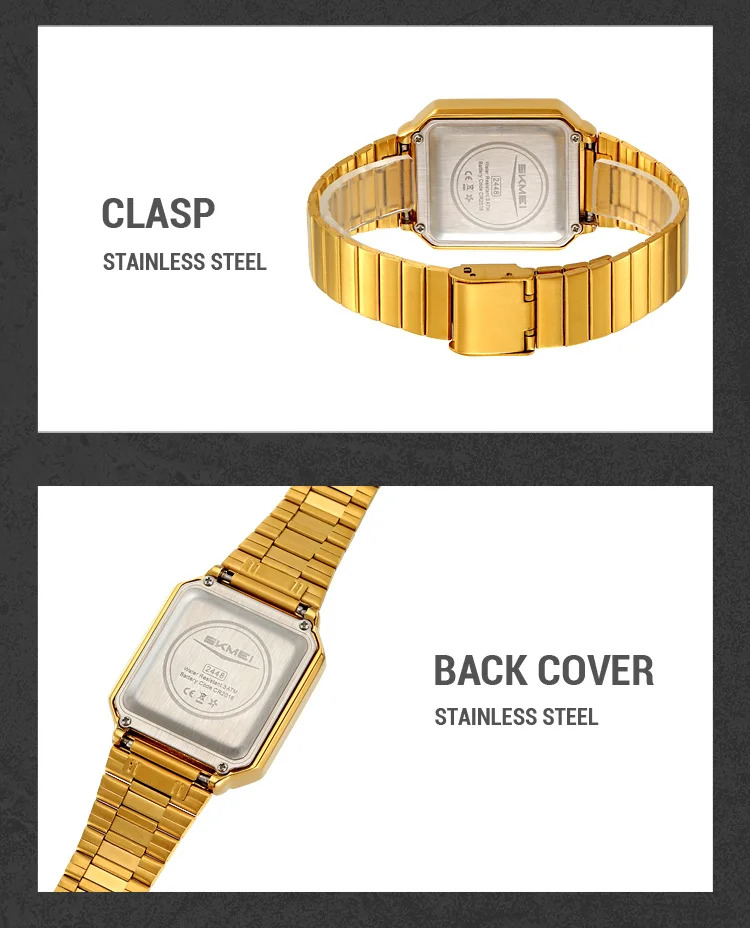 SKMEI Fashion Digital Electronics Watches For Men Women Simple Waterproof Stainless Steel Strip EL Light Wristwatch Reloj Hombre