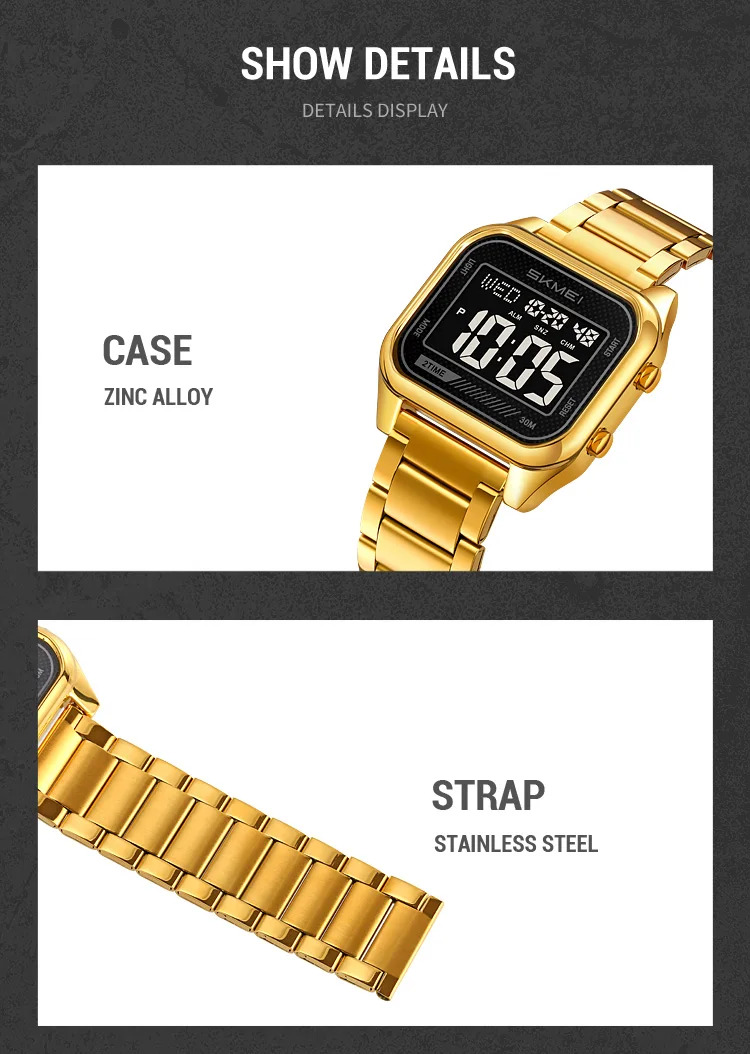 SKMEI Fashion EL Light Digital Electronics Watch For Men Women Casual 3Bar Waterproof Chrono Alarm Clock Wristwatch Reloj Hombre