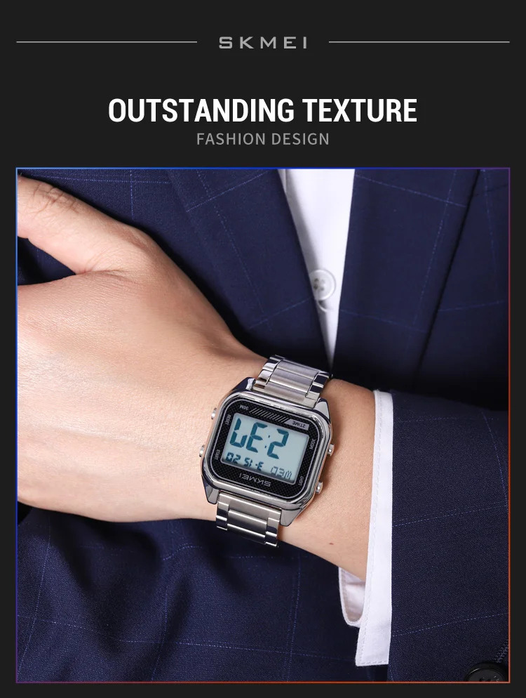 SKMEI Fashion EL Light Digital Electronics Watch For Men Women Casual 3Bar Waterproof Chrono Alarm Clock Wristwatch Reloj Hombre