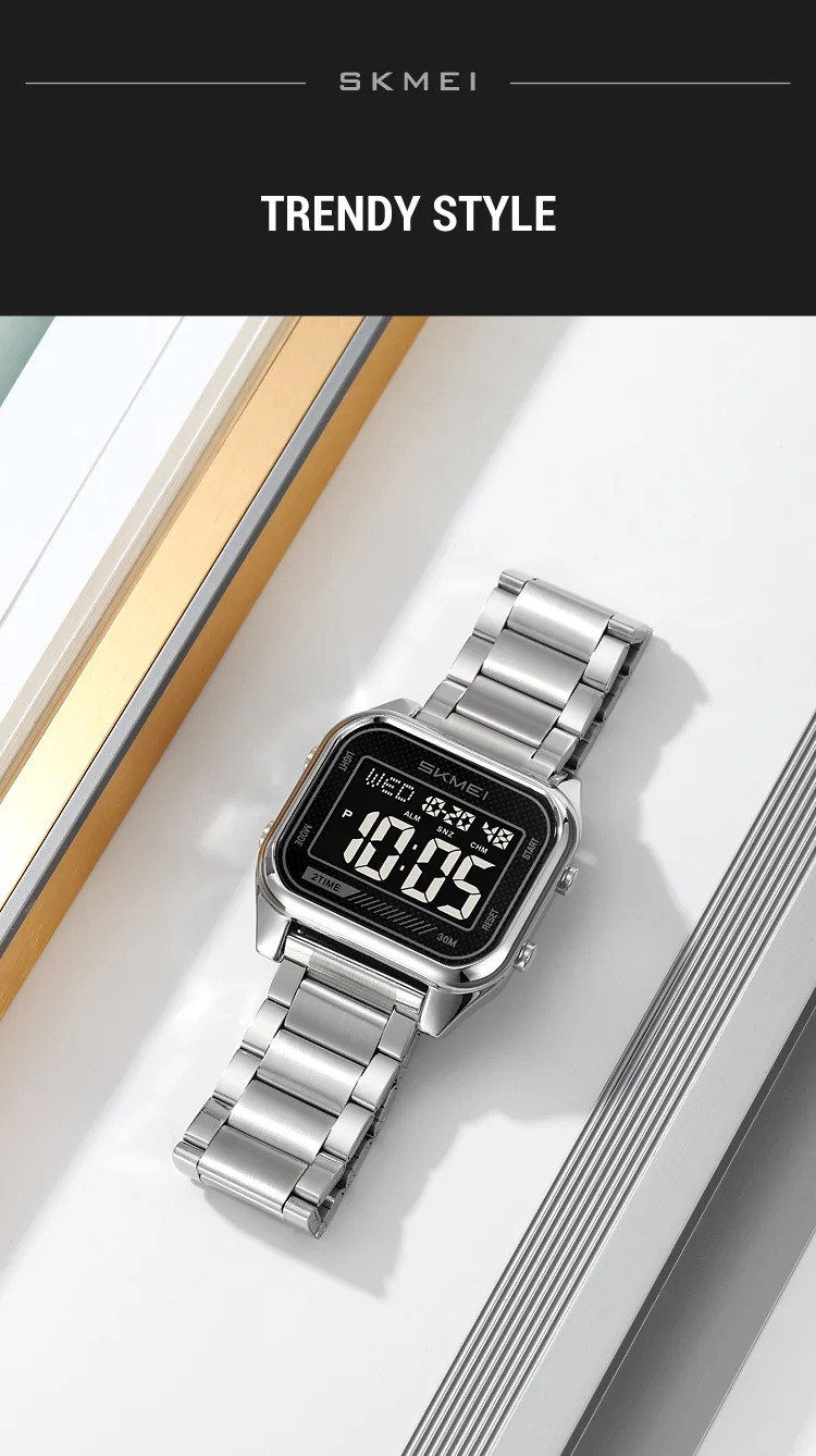 SKMEI Fashion EL Light Digital Electronics Watch For Men Women Casual 3Bar Waterproof Chrono Alarm Clock Wristwatch Reloj Hombre