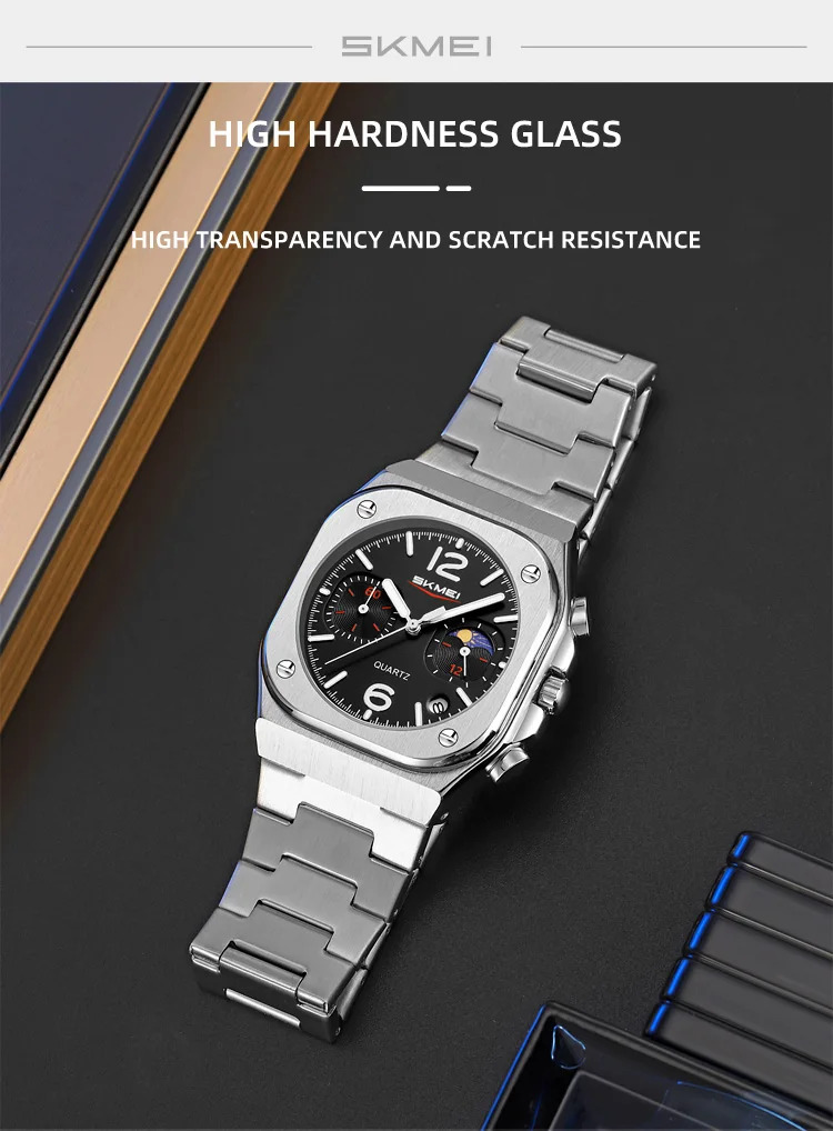 SKMEI Business Stainless Steel Strip Watches Fashion Time Date Quartz Watch For Men Women Waterproof Stopwatch Quartz Wristwatch