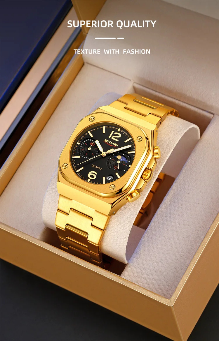 SKMEI Business Stainless Steel Strip Watches Fashion Time Date Quartz Watch For Men Women Waterproof Stopwatch Quartz Wristwatch
