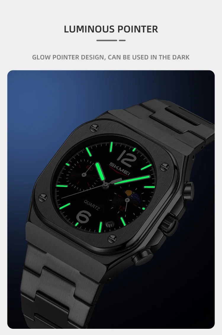 SKMEI Business Stainless Steel Strip Watches Fashion Time Date Quartz Watch For Men Women Waterproof Stopwatch Quartz Wristwatch