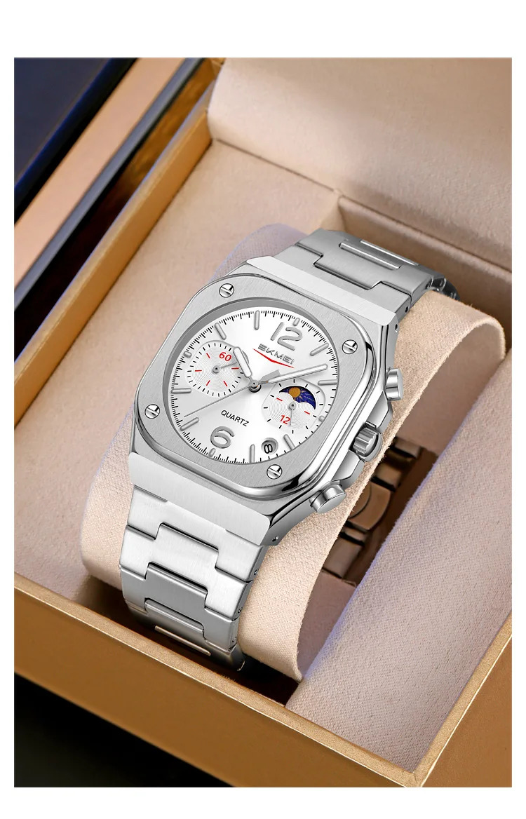 SKMEI Business Stainless Steel Strip Watches Fashion Time Date Quartz Watch For Men Women Waterproof Stopwatch Quartz Wristwatch