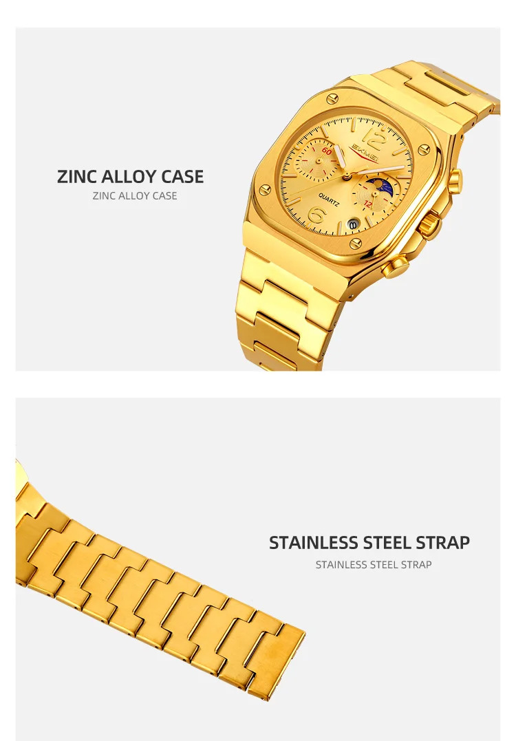 SKMEI Business Stainless Steel Strip Watches Fashion Time Date Quartz Watch For Men Women Waterproof Stopwatch Quartz Wristwatch