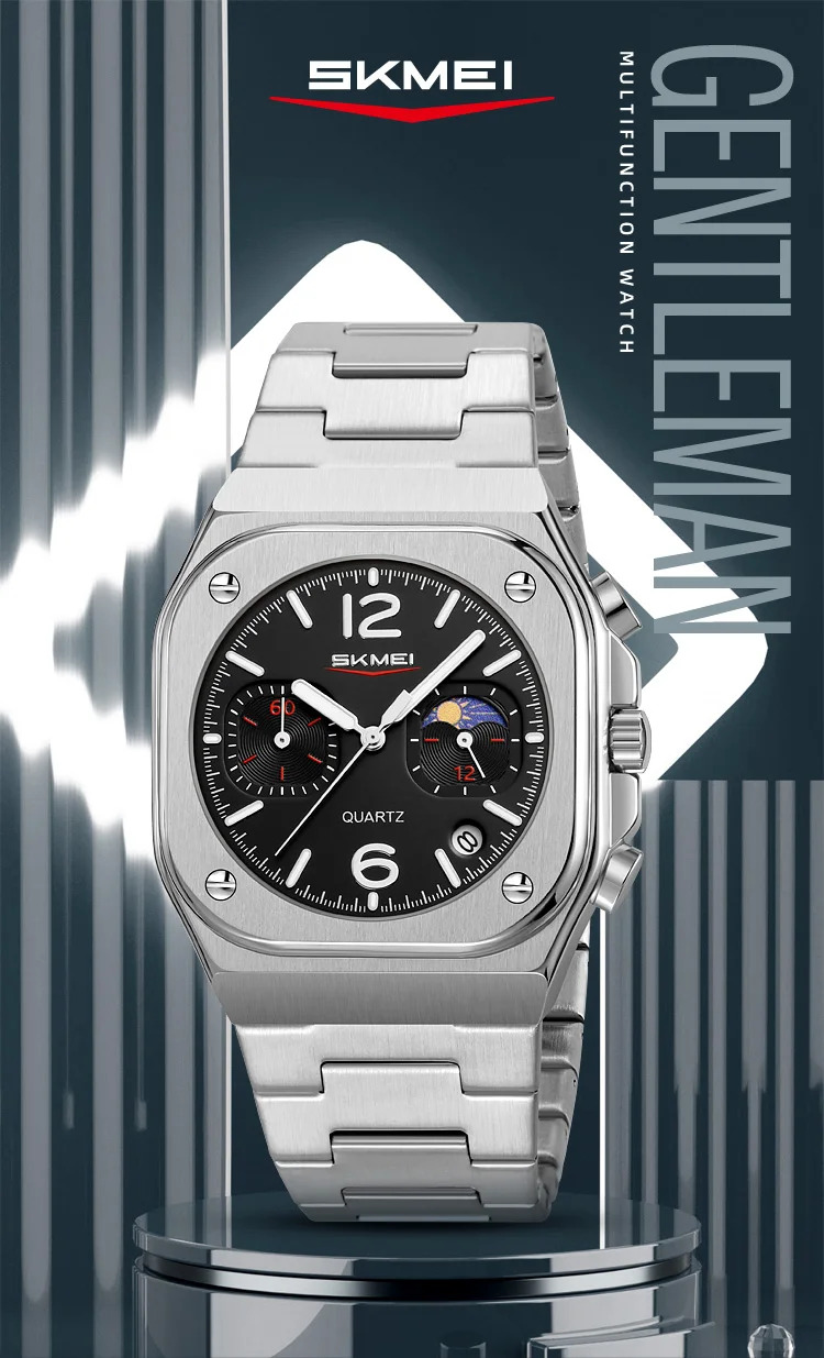 SKMEI Business Stainless Steel Strip Watches Fashion Time Date Quartz Watch For Men Women Waterproof Stopwatch Quartz Wristwatch