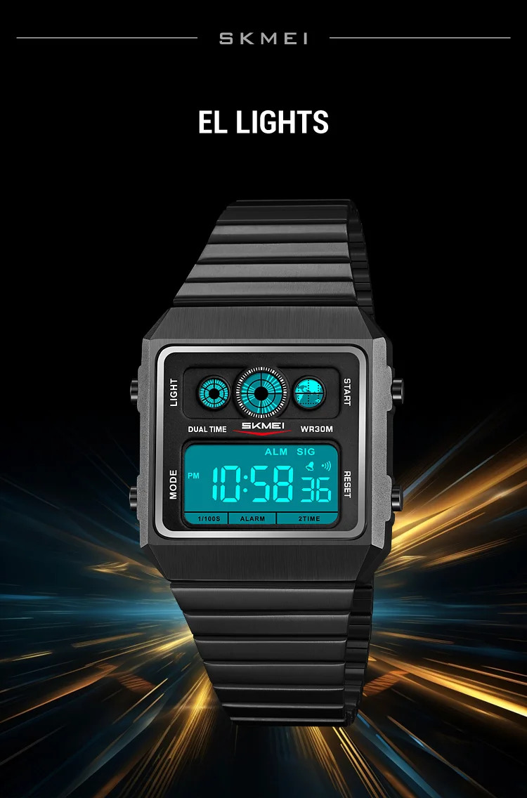 SKMEI Creative Waterproof Electronics Watches Fashion Digital Wristwatch For Men Women Stainless Steel Strip Watch Reloj Hombre
