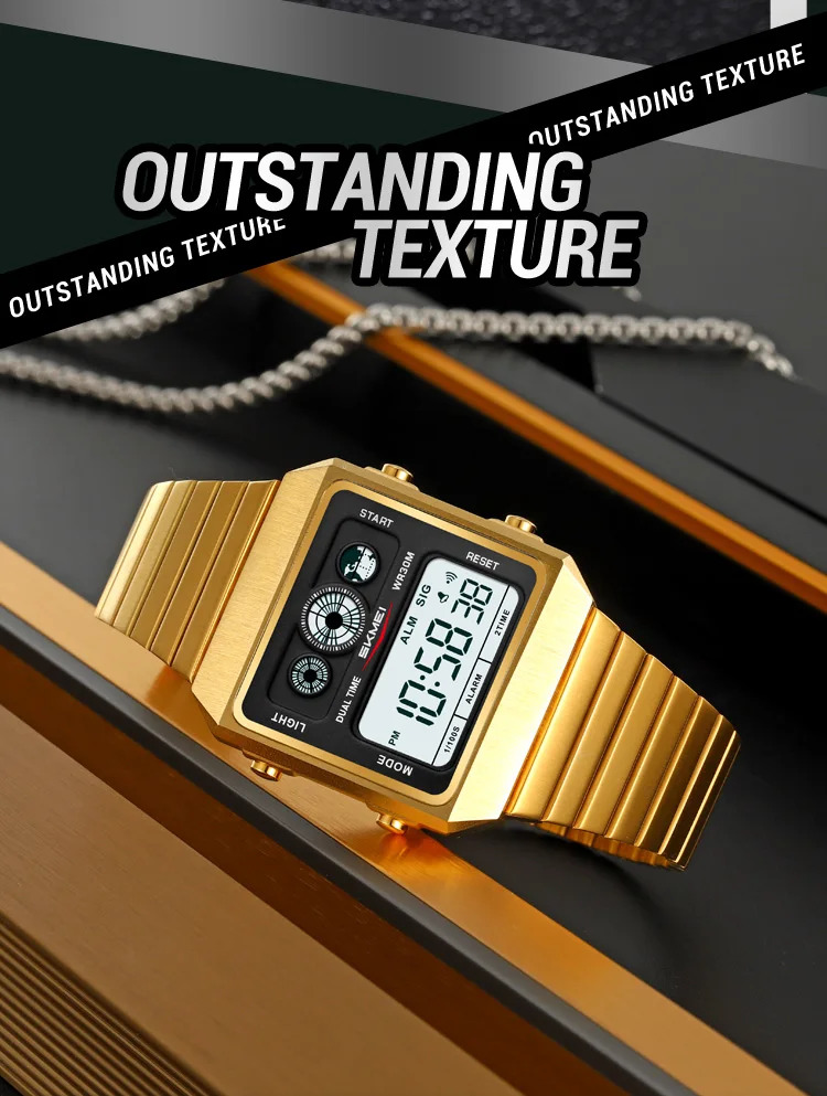 SKMEI Creative Waterproof Electronics Watches Fashion Digital Wristwatch For Men Women Stainless Steel Strip Watch Reloj Hombre