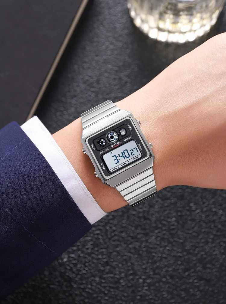 SKMEI Creative Waterproof Electronics Watches Fashion Digital Wristwatch For Men Women Stainless Steel Strip Watch Reloj Hombre