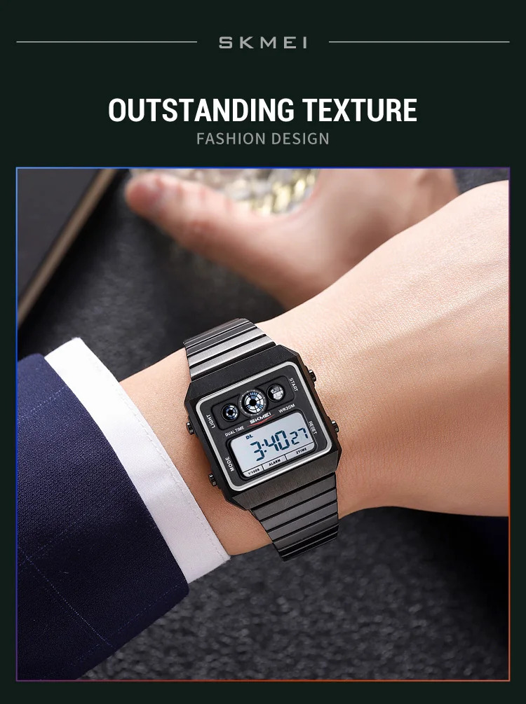 SKMEI Creative Waterproof Electronics Watches Fashion Digital Wristwatch For Men Women Stainless Steel Strip Watch Reloj Hombre