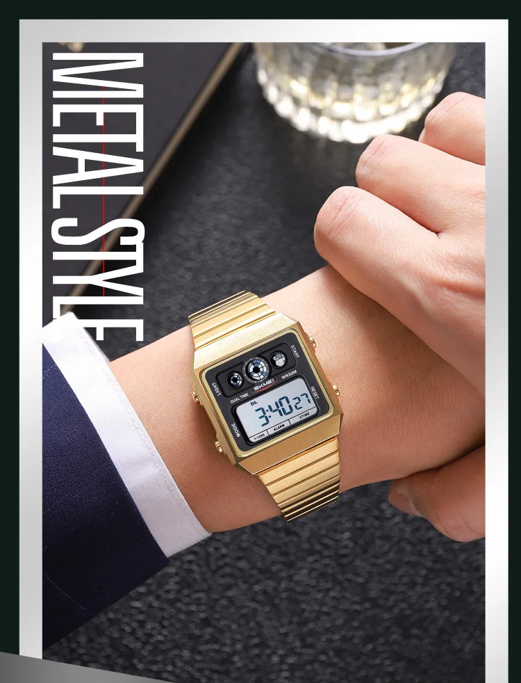 SKMEI Creative Waterproof Electronics Watches Fashion Digital Wristwatch For Men Women Stainless Steel Strip Watch Reloj Hombre