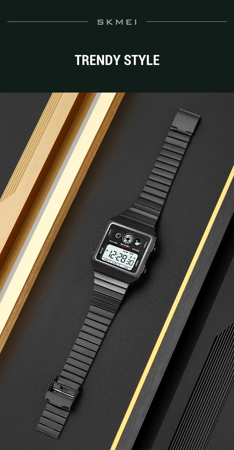 SKMEI Creative Waterproof Electronics Watches Fashion Digital Wristwatch For Men Women Stainless Steel Strip Watch Reloj Hombre