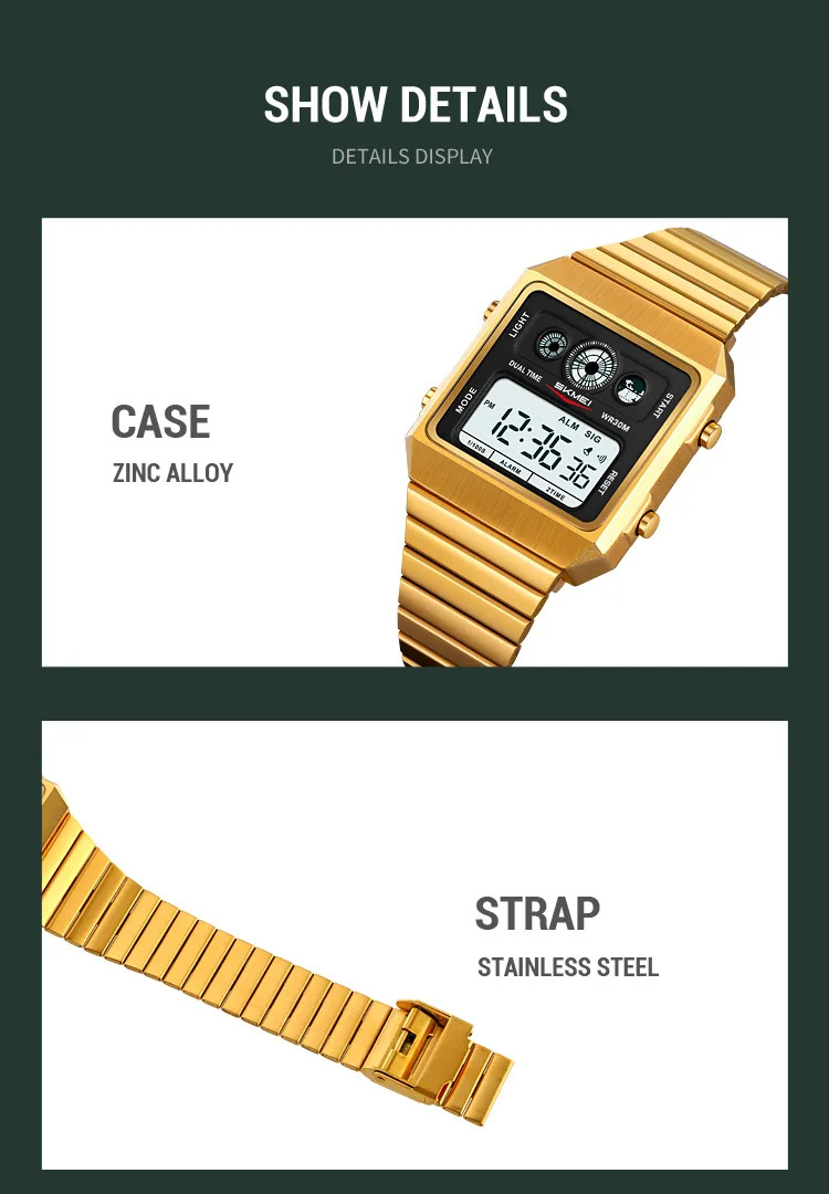 SKMEI Creative Waterproof Electronics Watches Fashion Digital Wristwatch For Men Women Stainless Steel Strip Watch Reloj Hombre