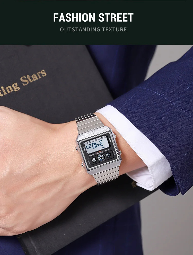 SKMEI Creative Waterproof Electronics Watches Fashion Digital Wristwatch For Men Women Stainless Steel Strip Watch Reloj Hombre