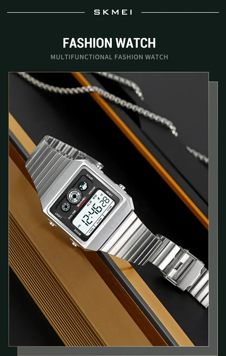 SKMEI Creative Waterproof Electronics Watches Fashion Digital Wristwatch For Men Women Stainless Steel Strip Watch Reloj Hombre