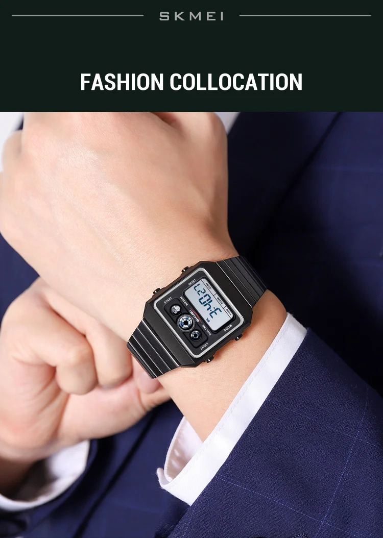 SKMEI Creative Waterproof Electronics Watches Fashion Digital Wristwatch For Men Women Stainless Steel Strip Watch Reloj Hombre