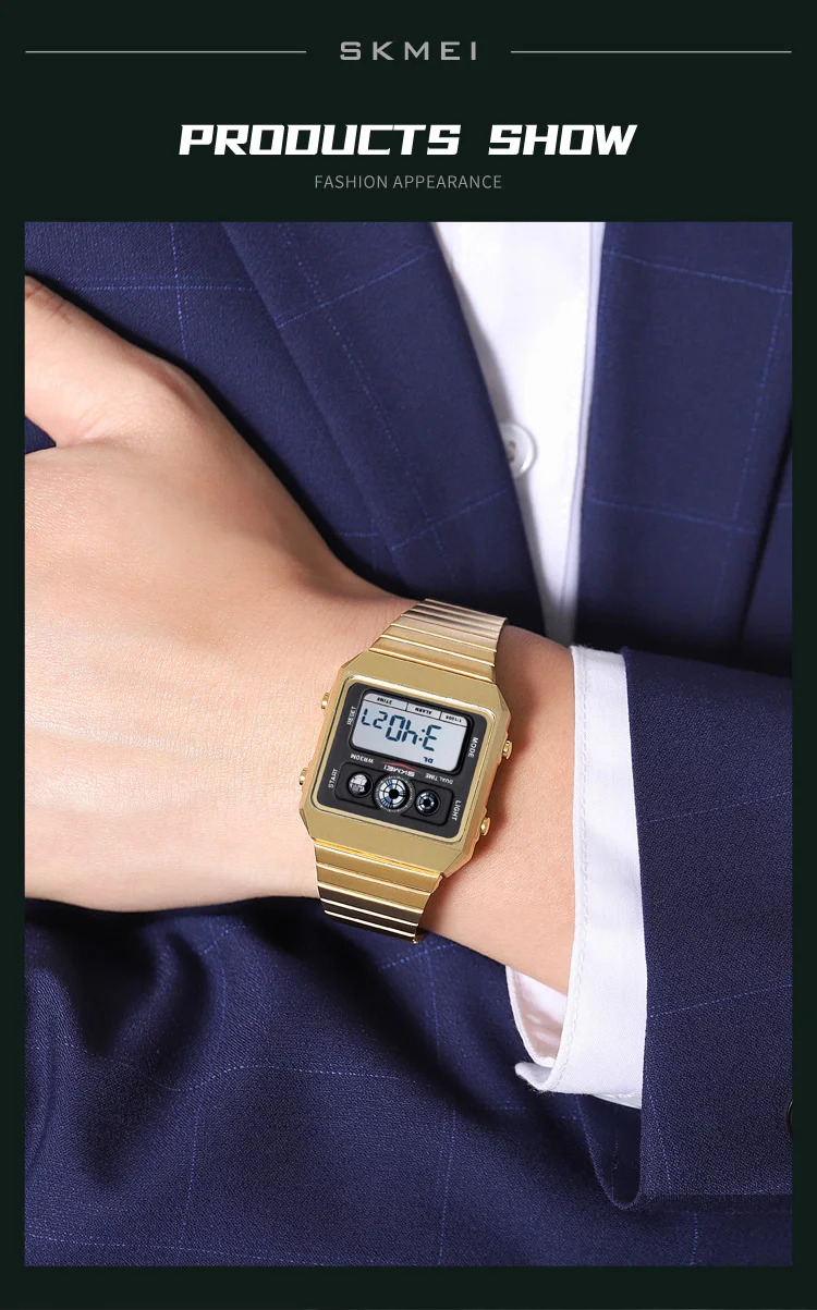 SKMEI Creative Waterproof Electronics Watches Fashion Digital Wristwatch For Men Women Stainless Steel Strip Watch Reloj Hombre