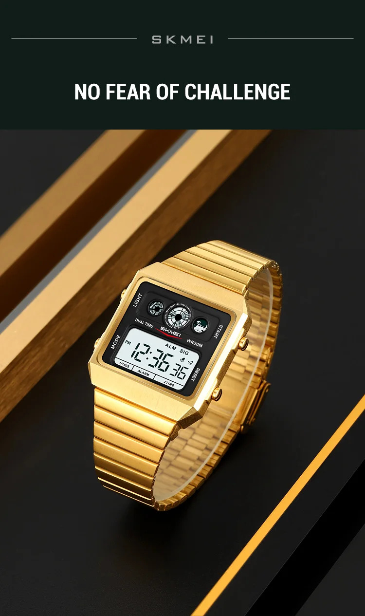 SKMEI Creative Waterproof Electronics Watches Fashion Digital Wristwatch For Men Women Stainless Steel Strip Watch Reloj Hombre