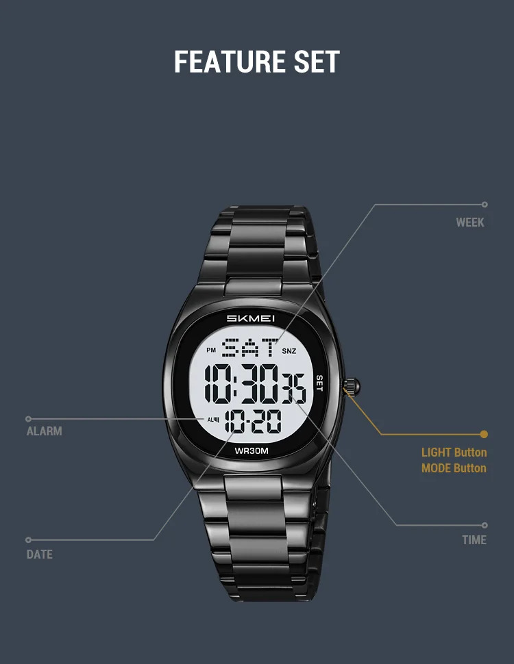 SKMEI Stopwatch Waterproof Electronics Watches Sport Digital Wristwatch For Men Women Students Alarm Military Watch Reloj Hombre