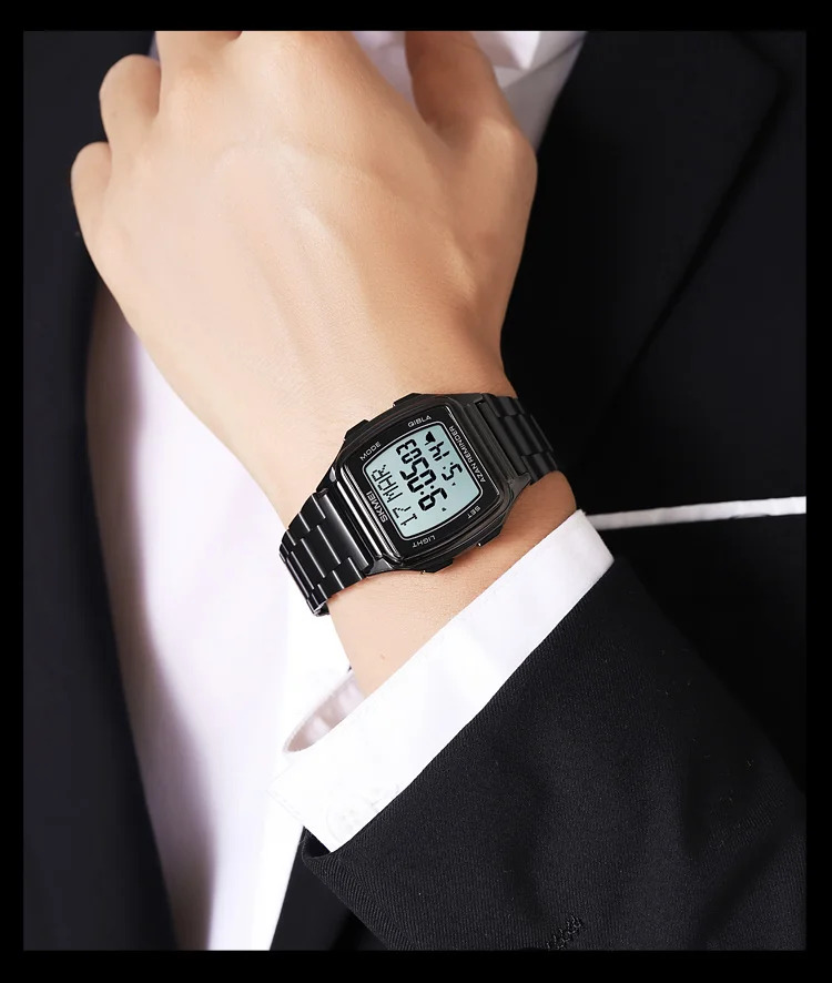 SKMEI Pilgrimage Time Reminder Qibla Direction Function Wristwatch For Men Women Muslim Digital Watch Led Light Display Watches
