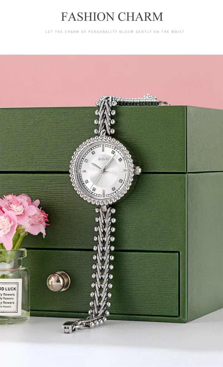SKMEI Lady Elegant Sweet Quartz Watches For Women Fashion Simple Luxury Wristwatch 3Bar Waterproof Time Female Watch Reloj Mujer