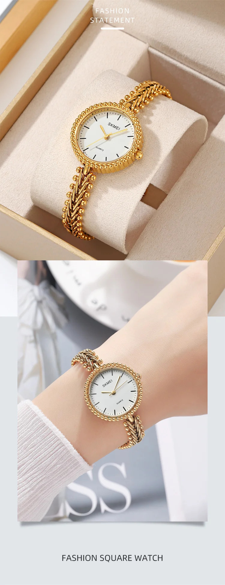 SKMEI Lady Elegant Sweet Quartz Watches For Women Fashion Simple Luxury Wristwatch 3Bar Waterproof Time Female Watch Reloj Mujer
