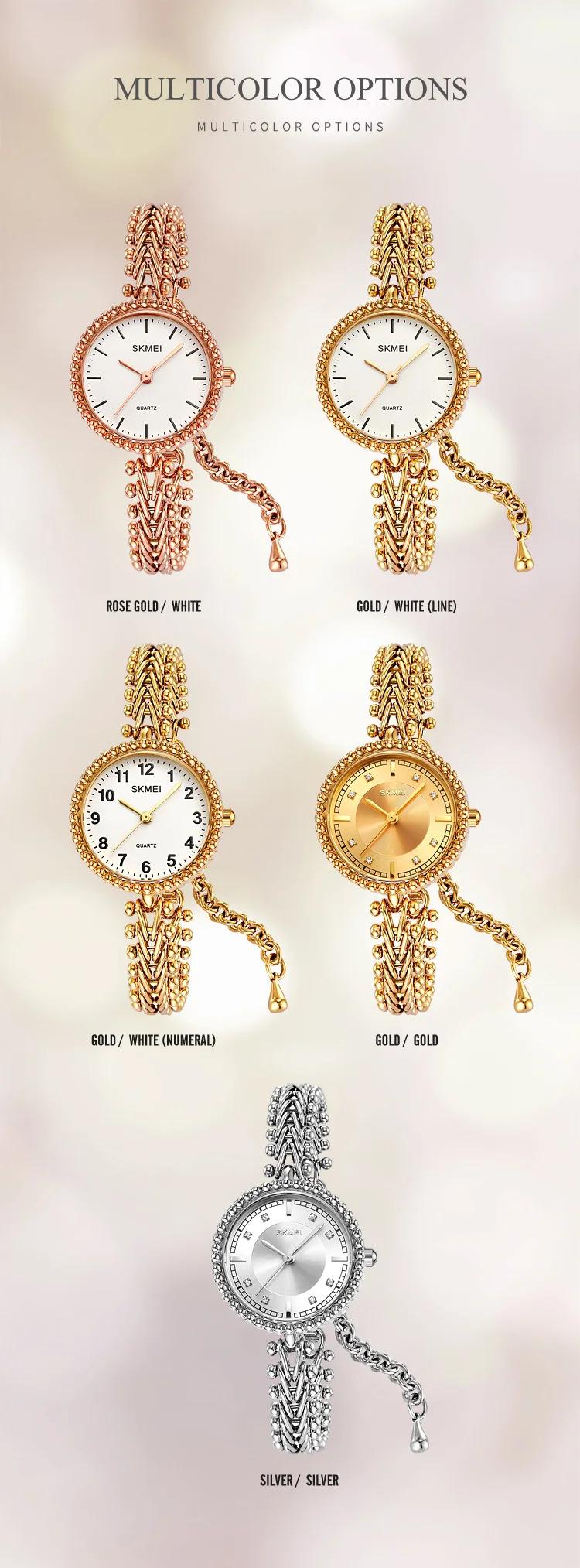 SKMEI Lady Elegant Sweet Quartz Watches For Women Fashion Simple Luxury Wristwatch 3Bar Waterproof Time Female Watch Reloj Mujer