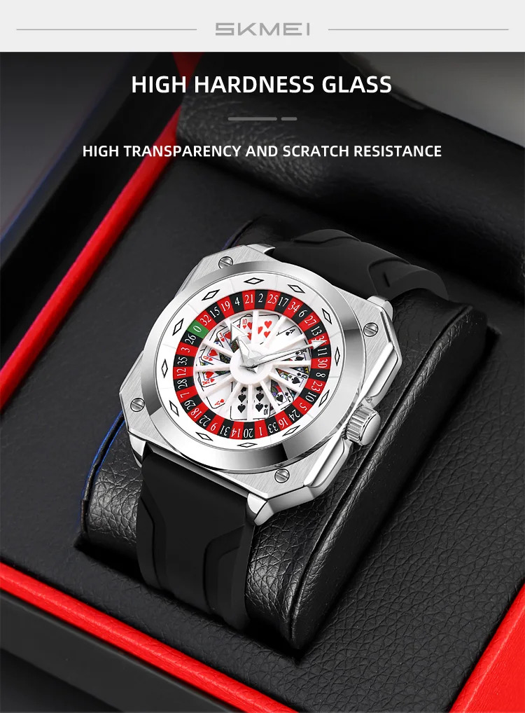 SKMEI Roulette Game Movement Quartz Watches For Men Women Fashion Design Rotating Dial Waterproof Wristwatches Creative Watch 