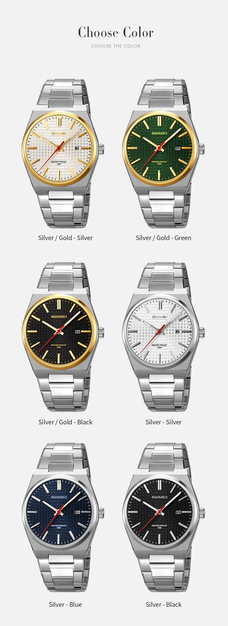 SKMEI Casual Simple Movement Quartz Watches For Men Women Business Date Wristwatches Fashion Waterproof Time Watch Reloj Hombre