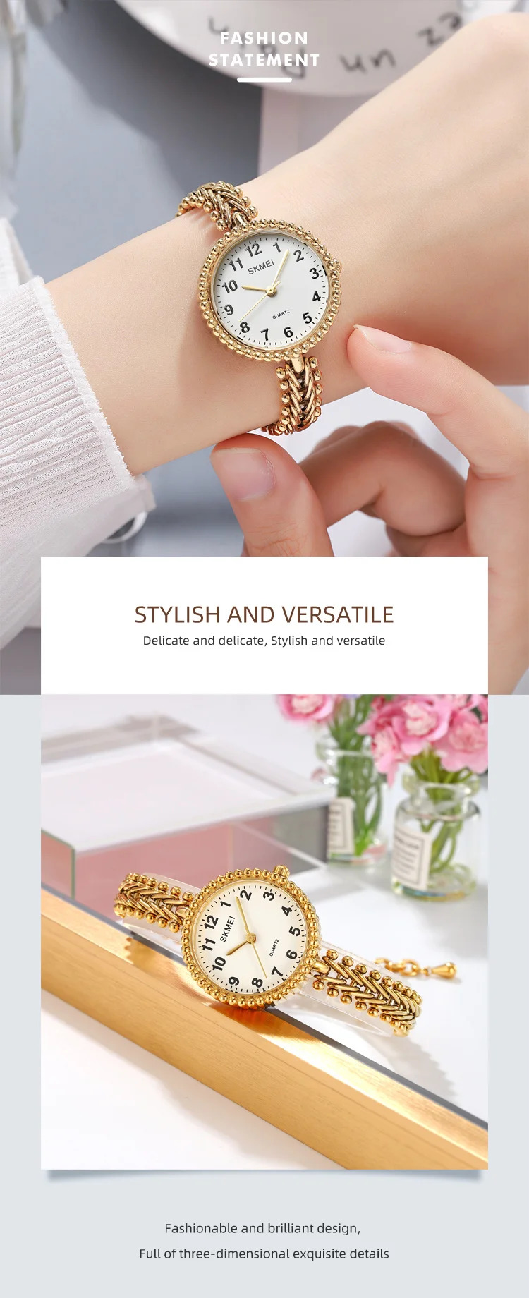 SKMEI Simple Elegant Sweet Quartz Watches For Women Fashion Luxury Lady Wristwatch 3Bar Waterproof Time Female Watch Reloj Mujer