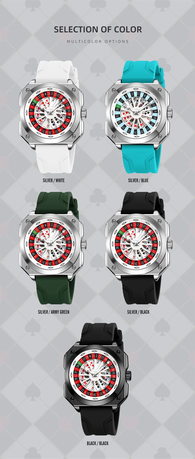 SKMEI Creative Roulette Game Movement Quartz Watch For Men Women Fashion Design Rotating Dial Waterproof Wristwatch Male Watch