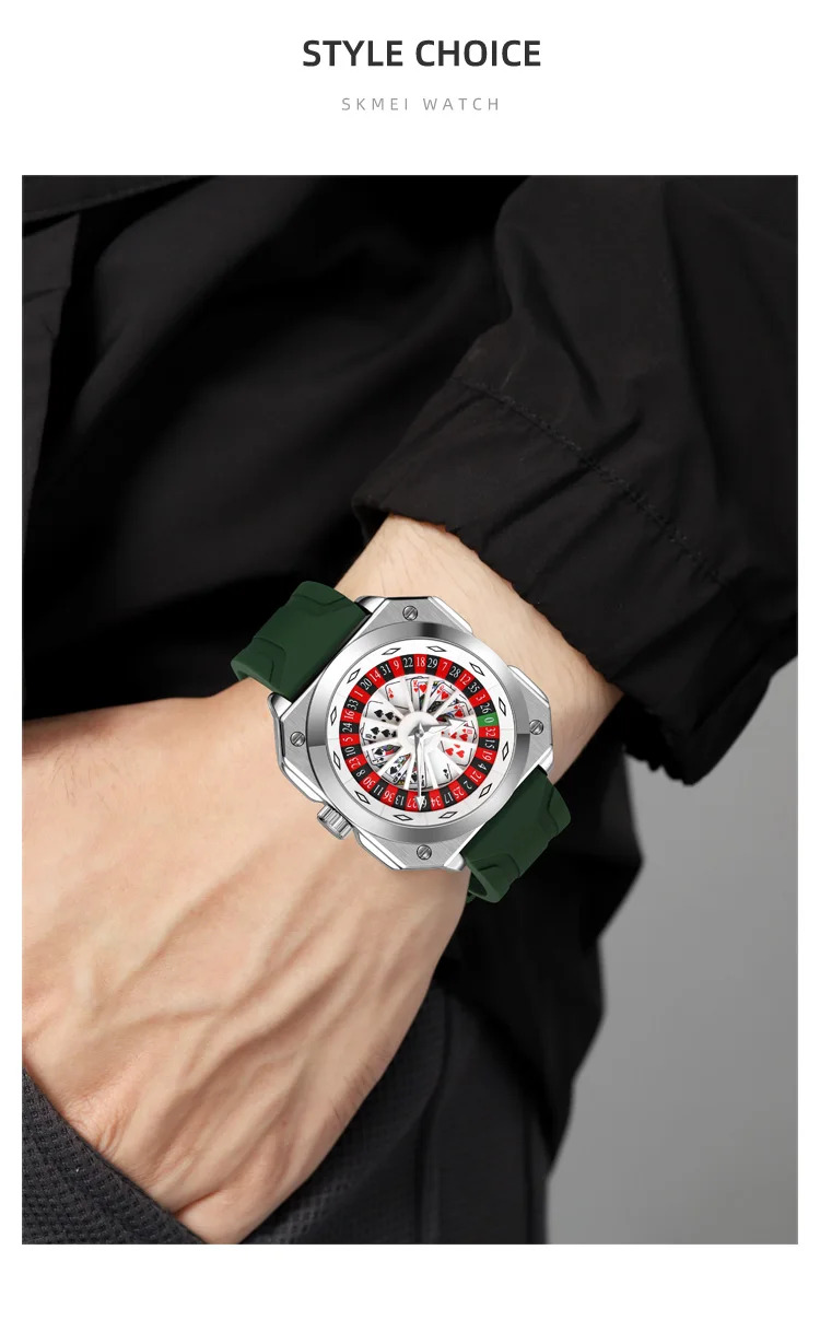 SKMEI Creative Roulette Game Movement Quartz Watch For Men Women Fashion Design Rotating Dial Waterproof Wristwatch Male Watch