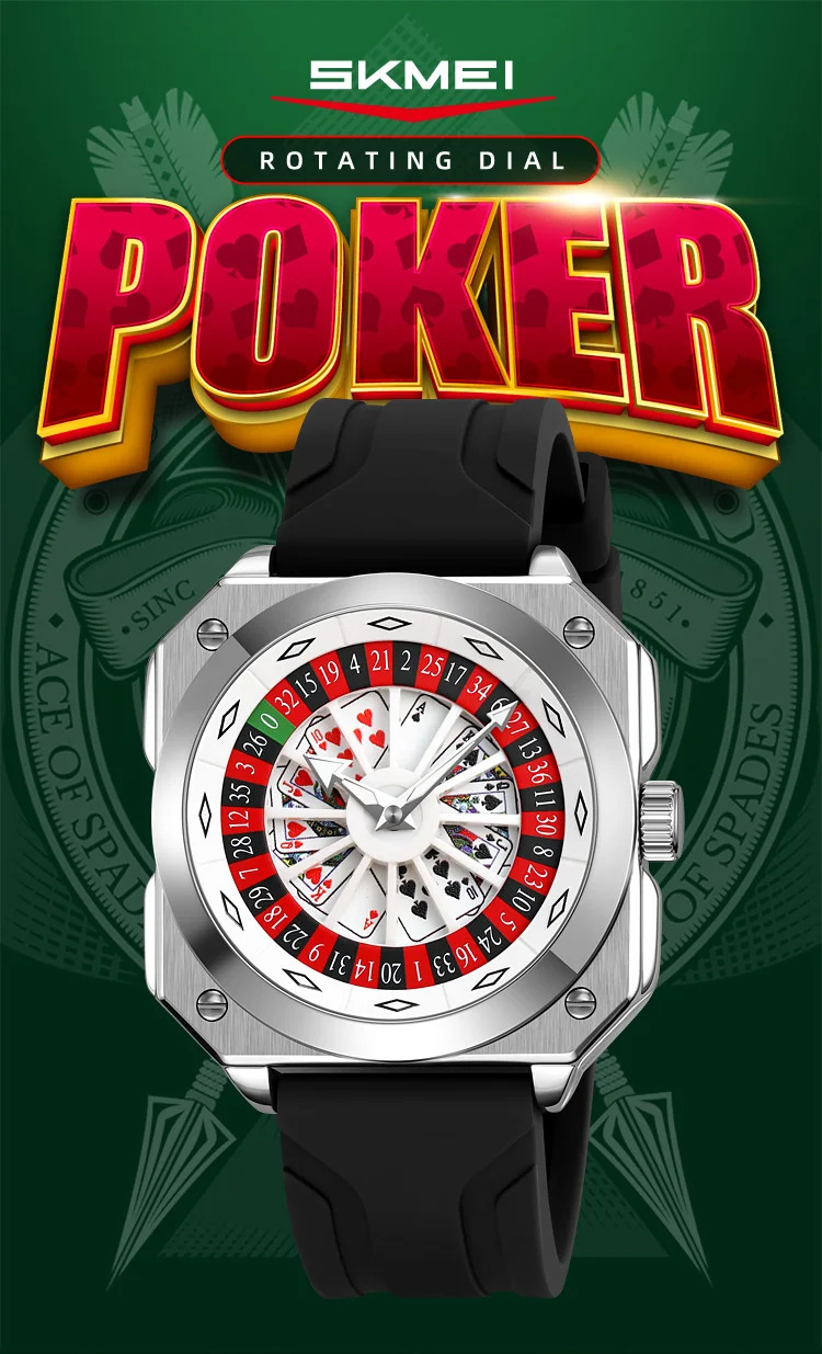 SKMEI Creative Roulette Game Movement Quartz Watch For Men Women Fashion Design Rotating Dial Waterproof Wristwatch Male Watch