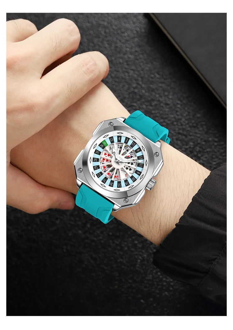 SKMEI Creative Roulette Game Movement Quartz Watch For Men Women Fashion Design Rotating Dial Waterproof Wristwatch Male Watch