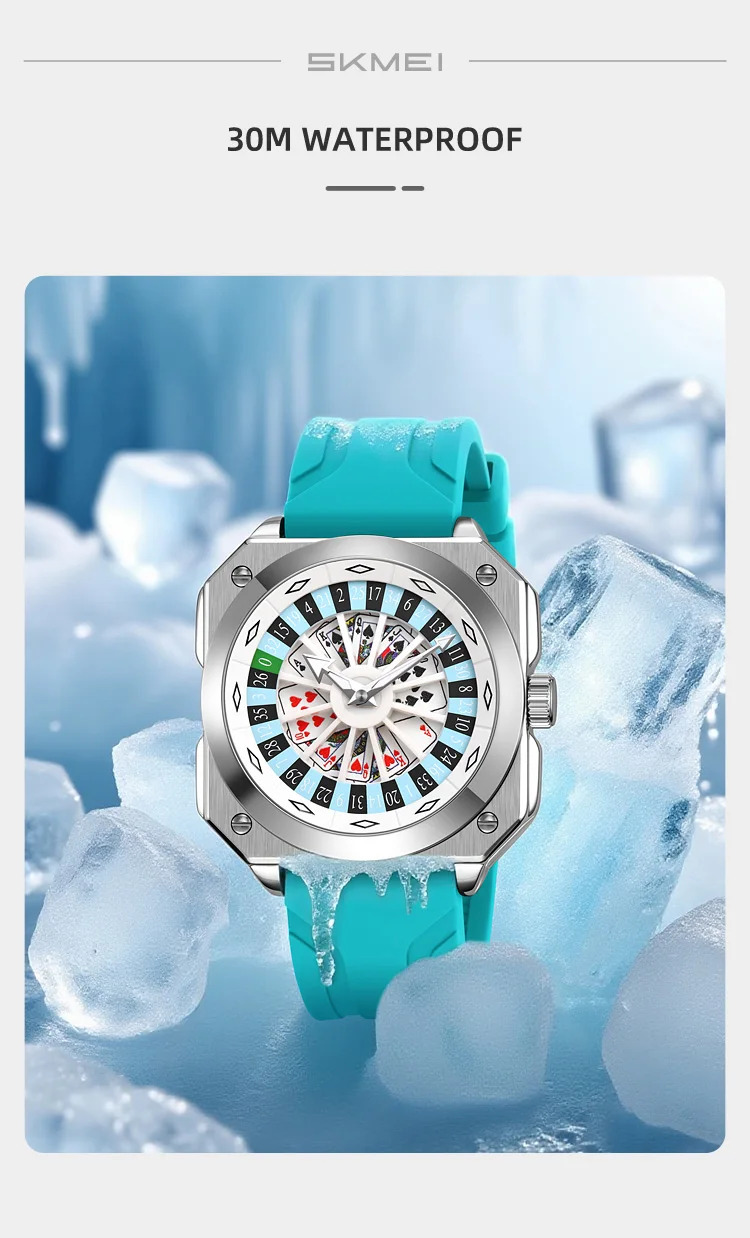 SKMEI Creative Roulette Game Movement Quartz Watch For Men Women Fashion Design Rotating Dial Waterproof Wristwatch Male Watch
