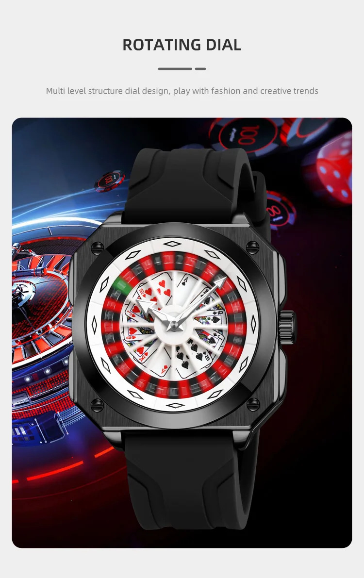 SKMEI Creative Roulette Game Movement Quartz Watch For Men Women Fashion Design Rotating Dial Waterproof Wristwatch Male Watch
