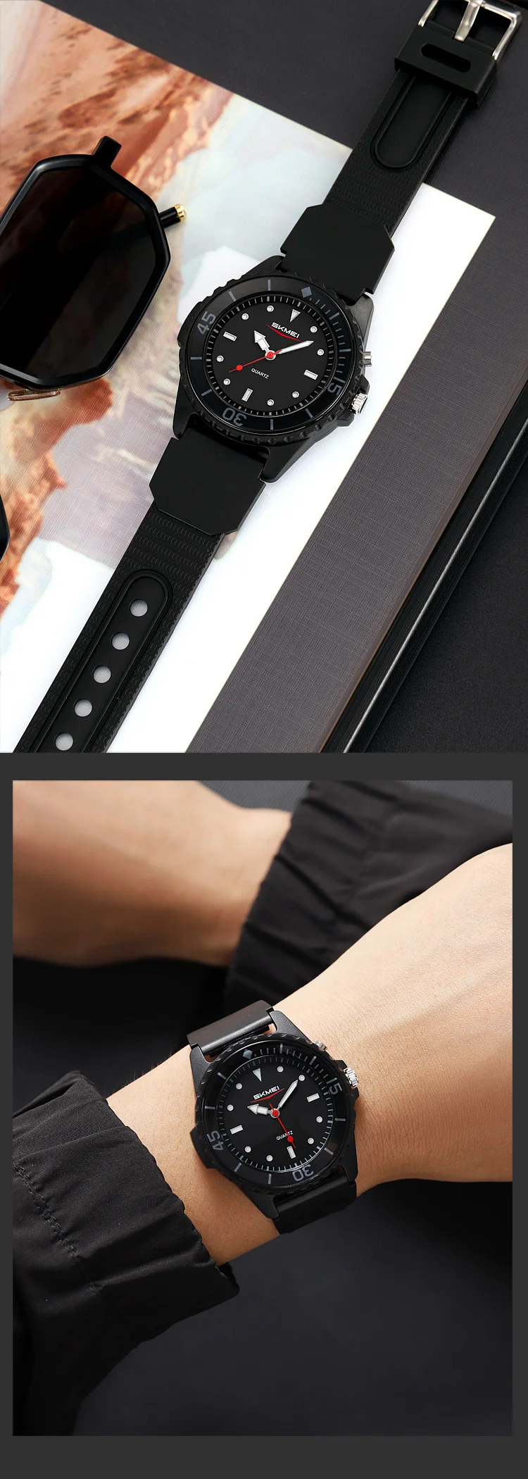 SKMEI Fashion Outdoor Quartz Wristwatches For Men Women Students Teen Sports 5Bar Waterproof Watches Creative Back Light Watch