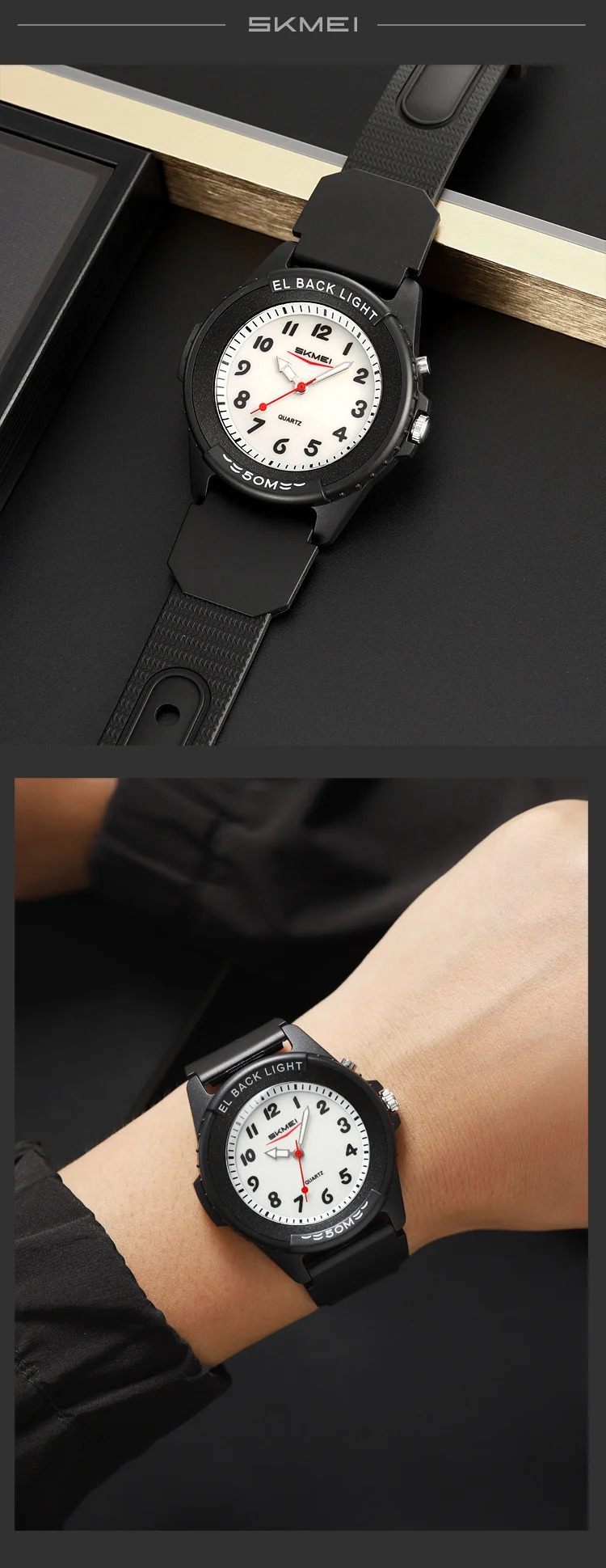SKMEI Fashion Outdoor Quartz Wristwatches For Men Women Students Teen Sports 5Bar Waterproof Watches Creative Back Light Watch
