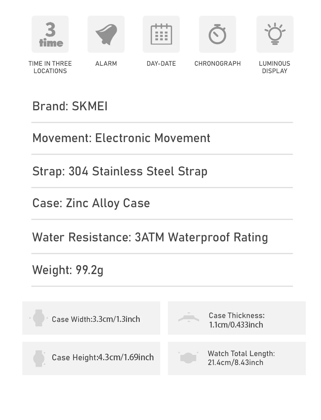 SKMEI Creative Dual Display Digital Electronics Watch Waterproof Quartz Watches For Men Women Students 3Time Luminous Wristwatch