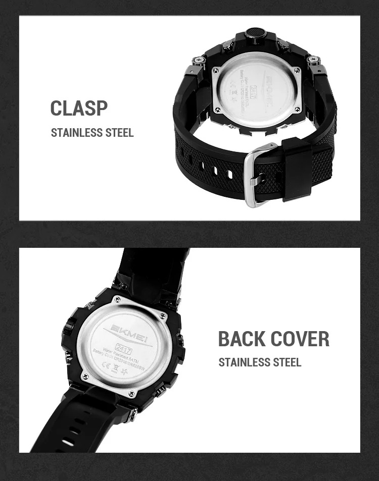 SKMEI Business Double Display Digital Electronics Watch Fashion Sports Quartz Watches For Mens Women 3Time Waterproof Wristwatch