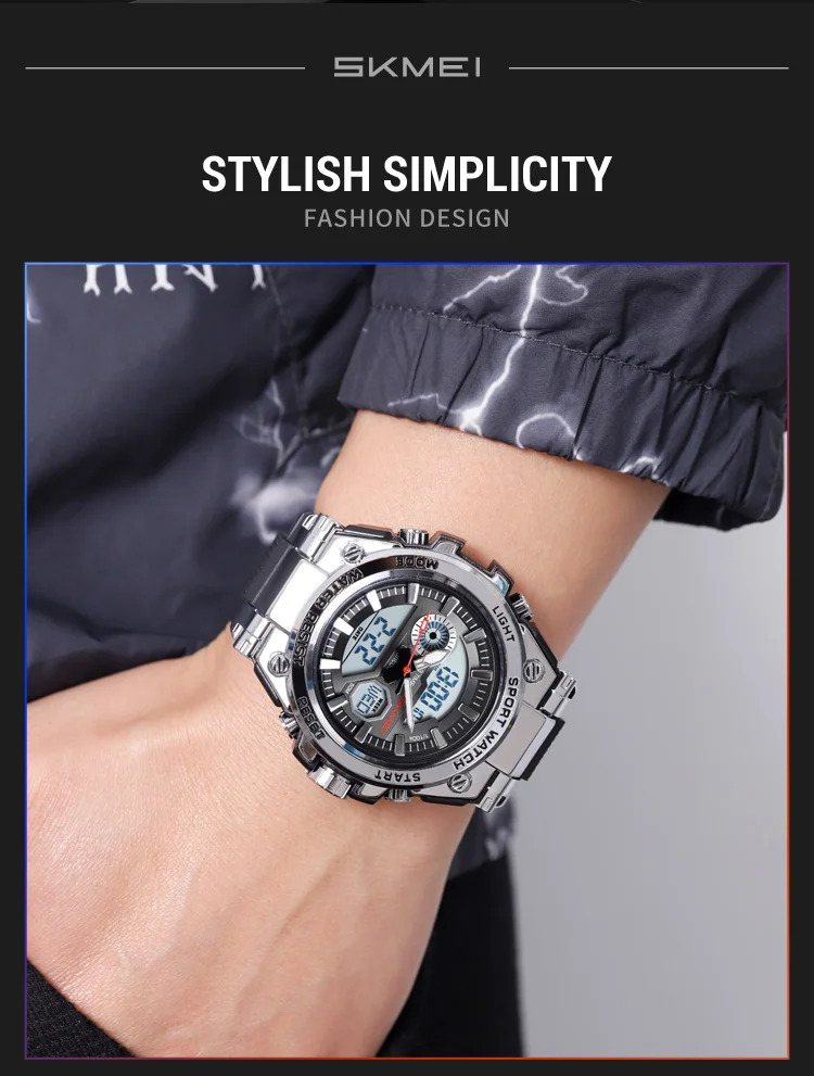 SKMEI Business Double Display Digital Electronics Watch Fashion Sports Quartz Watches For Mens Women 3Time Waterproof Wristwatch