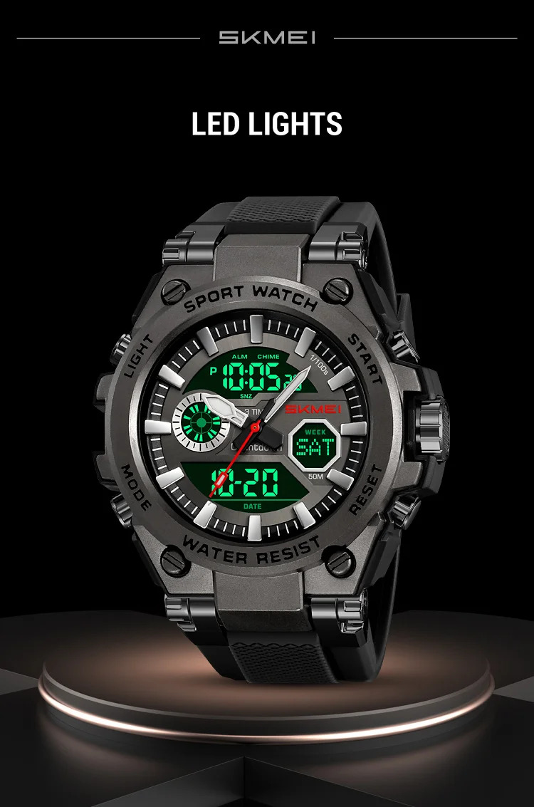 SKMEI Business Double Display Digital Electronics Watch Fashion Sports Quartz Watches For Mens Women 3Time Waterproof Wristwatch