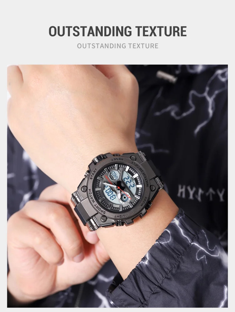 SKMEI Business Double Display Digital Electronics Watch Fashion Sports Quartz Watches For Mens Women 3Time Waterproof Wristwatch