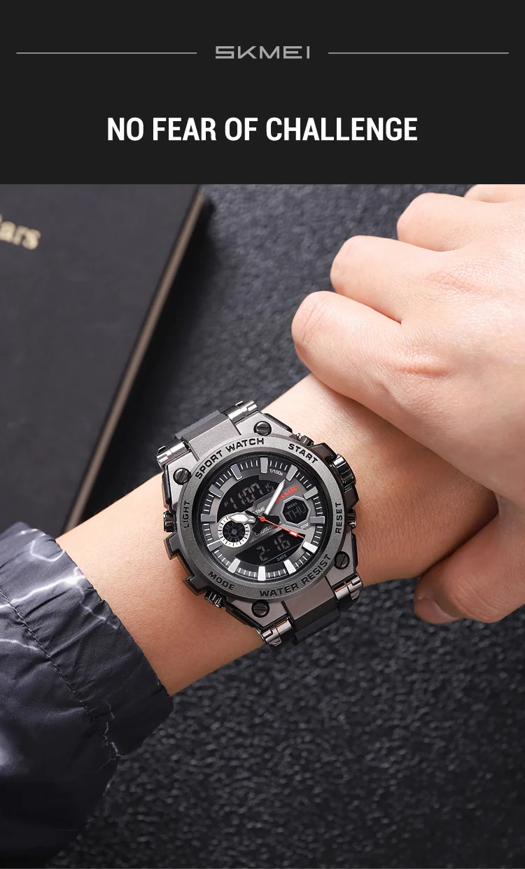 SKMEI Business Double Display Digital Electronics Watch Fashion Sports Quartz Watches For Mens Women 3Time Waterproof Wristwatch