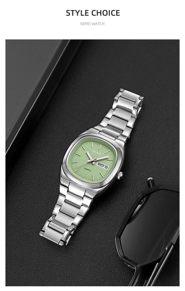 SKMEI Business Stainless Steel Strip Watches Fashion Time Date Quartz Watch For Men Women Waterproof Week Quartz Wristwatches