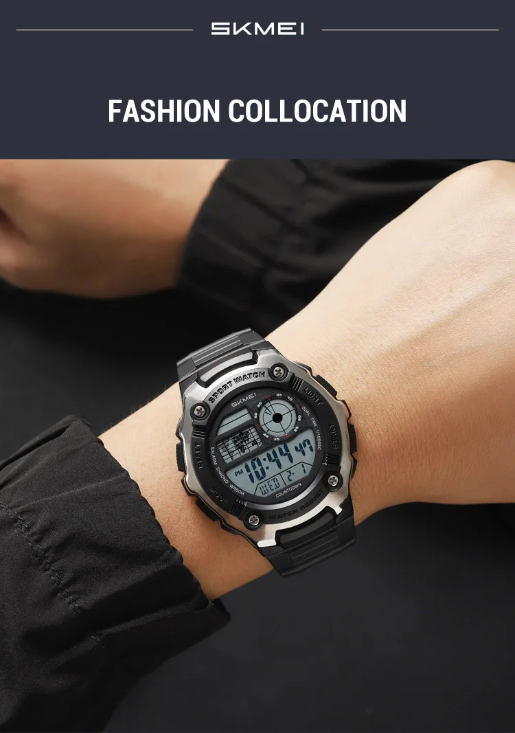 SKMEI Count Down Timer Military Sports Digital Wristwatches For Men Women Waterproof Date Electronics Watches Alarm Chrono Watch
