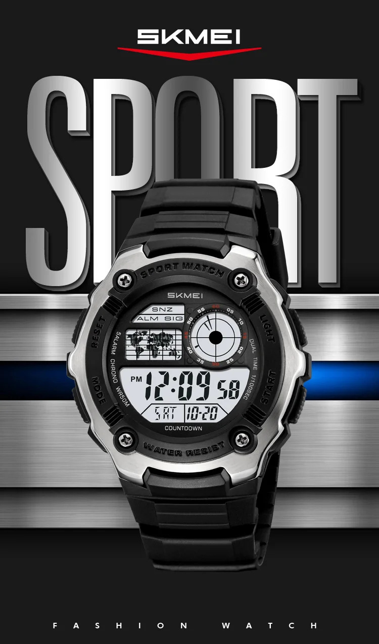SKMEI Count Down Timer Military Sports Digital Wristwatches For Men Women Waterproof Date Electronics Watches Alarm Chrono Watch
