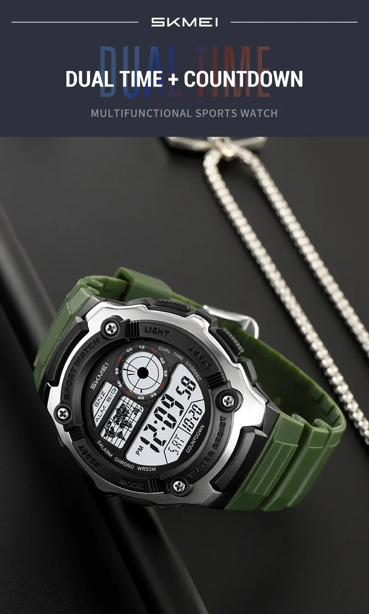 SKMEI Count Down Timer Military Sports Digital Wristwatches For Men Women Waterproof Date Electronics Watches Alarm Chrono Watch